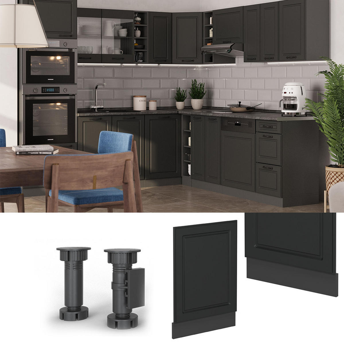 PŘEDNÍ PANEL R-Line Antracitový venkovský dům - antracitová, kompozitní dřevo (45/57.2/1.6cm) - Vicco