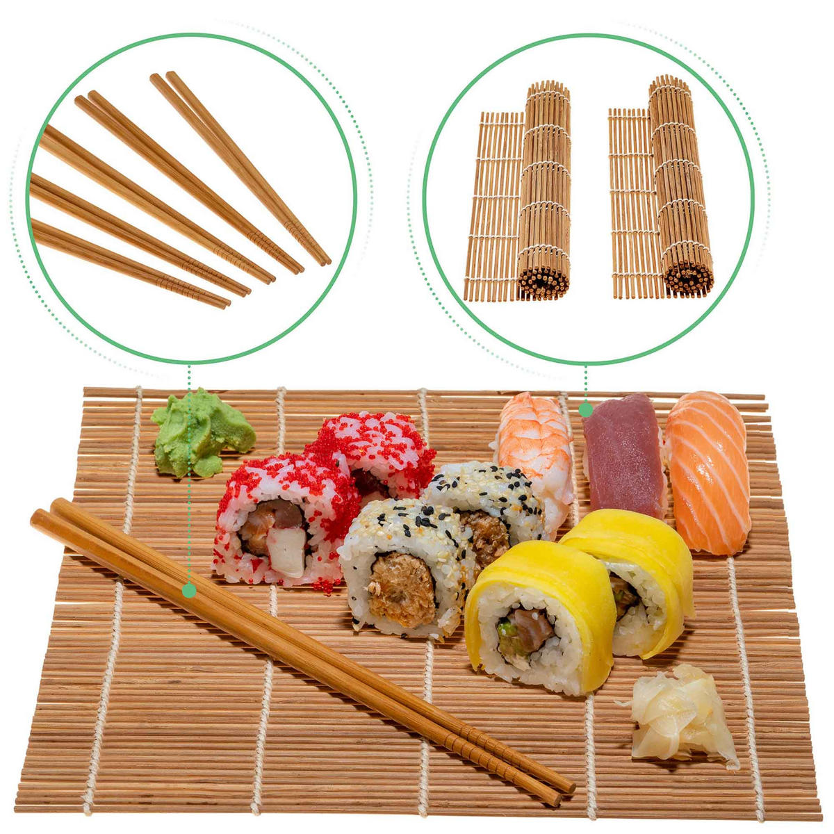 SUSHI Set Zum Selber Machen – Sushi Maker Set aus Bambus - Beige, Holz (25/2/25cm) - BlauKe