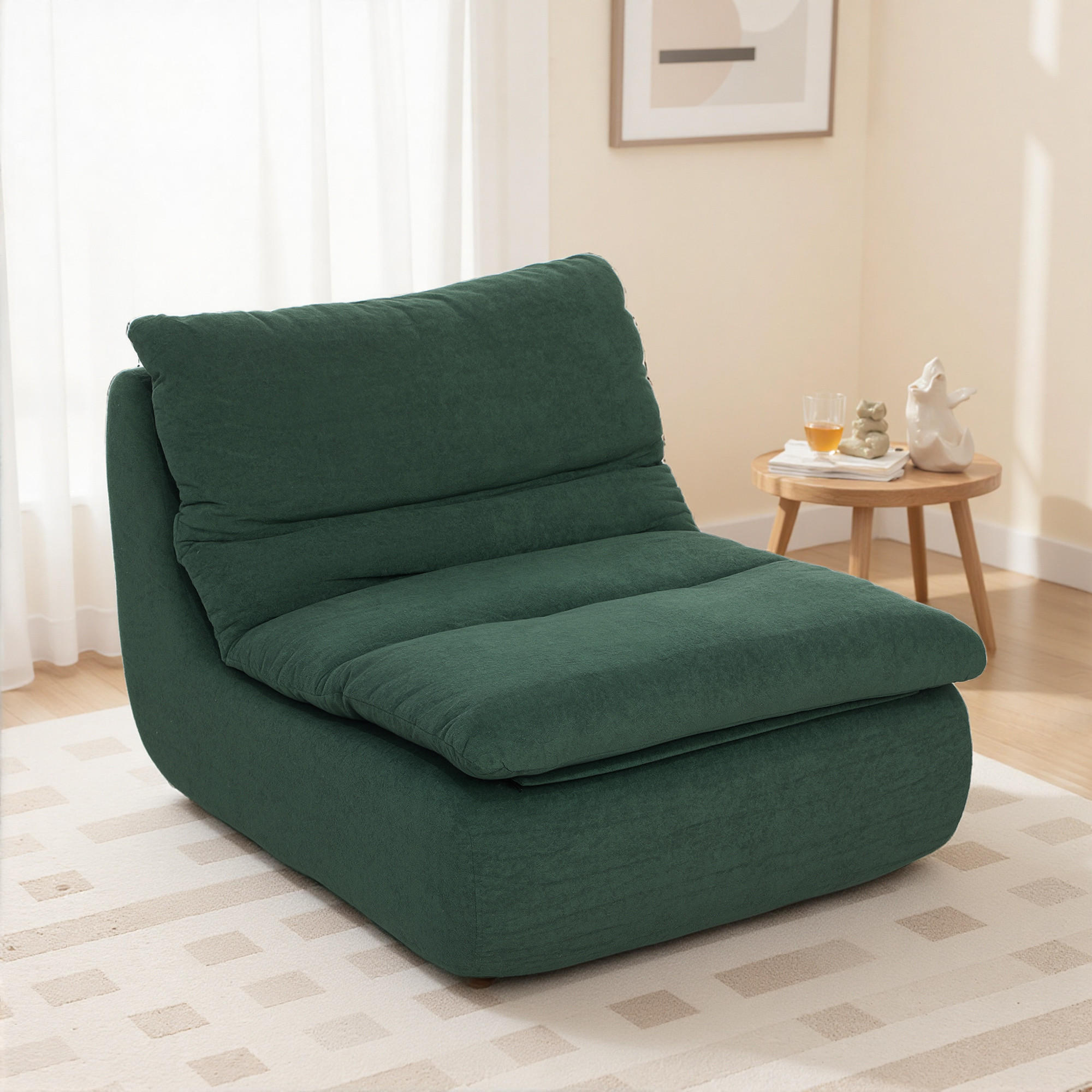 BODENSTUHL, Bodensessel mit einteiligem ultrahochdichtem Schaumstoff, Grün - Grün, Textil (82/75/103cm) - HOMCOM