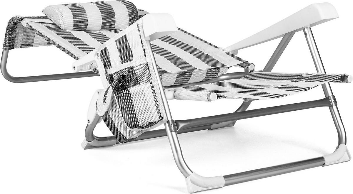 GARTEN-RELAXSESSEL 2-in-1 Sessel/Liege, bis 120 kg - Grau, Textil/Metall (58/41/101cm)