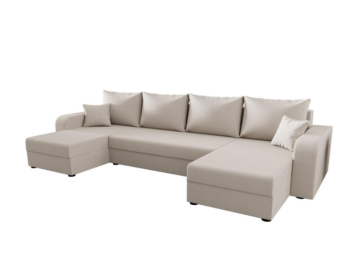 WOHNLANDSCHAFT HEWLET U BIS Cosmic 10 mit Schlaffunktion - Beige, Textil (305/90/140cm) - Bedante
