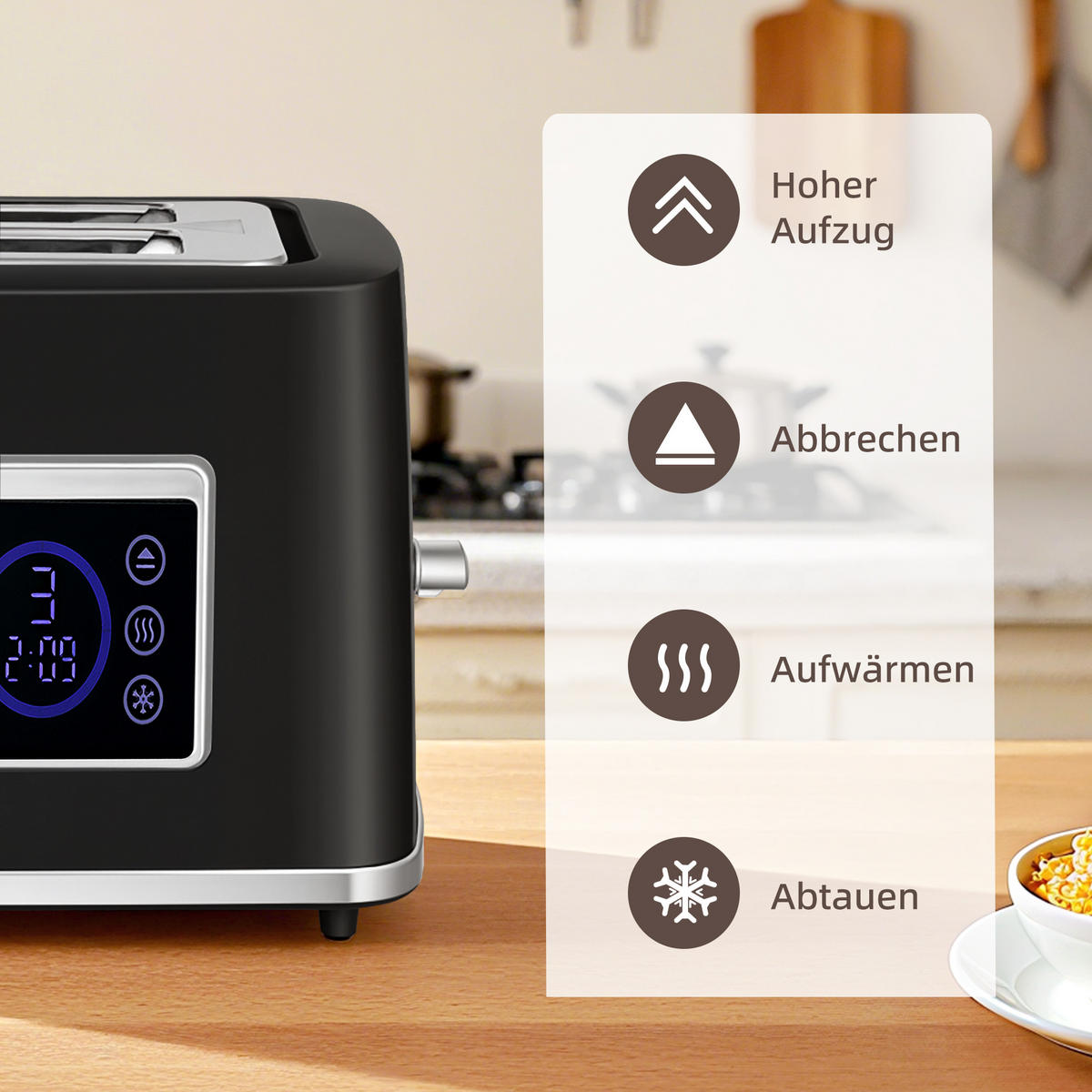 WASSERKOCHER Toaster Set mit 6 Bräunungsstufen Memory-Funktion Schwarz - Schwarz, Kunststoff (15/26.3/22.5cm) - HOMCOM