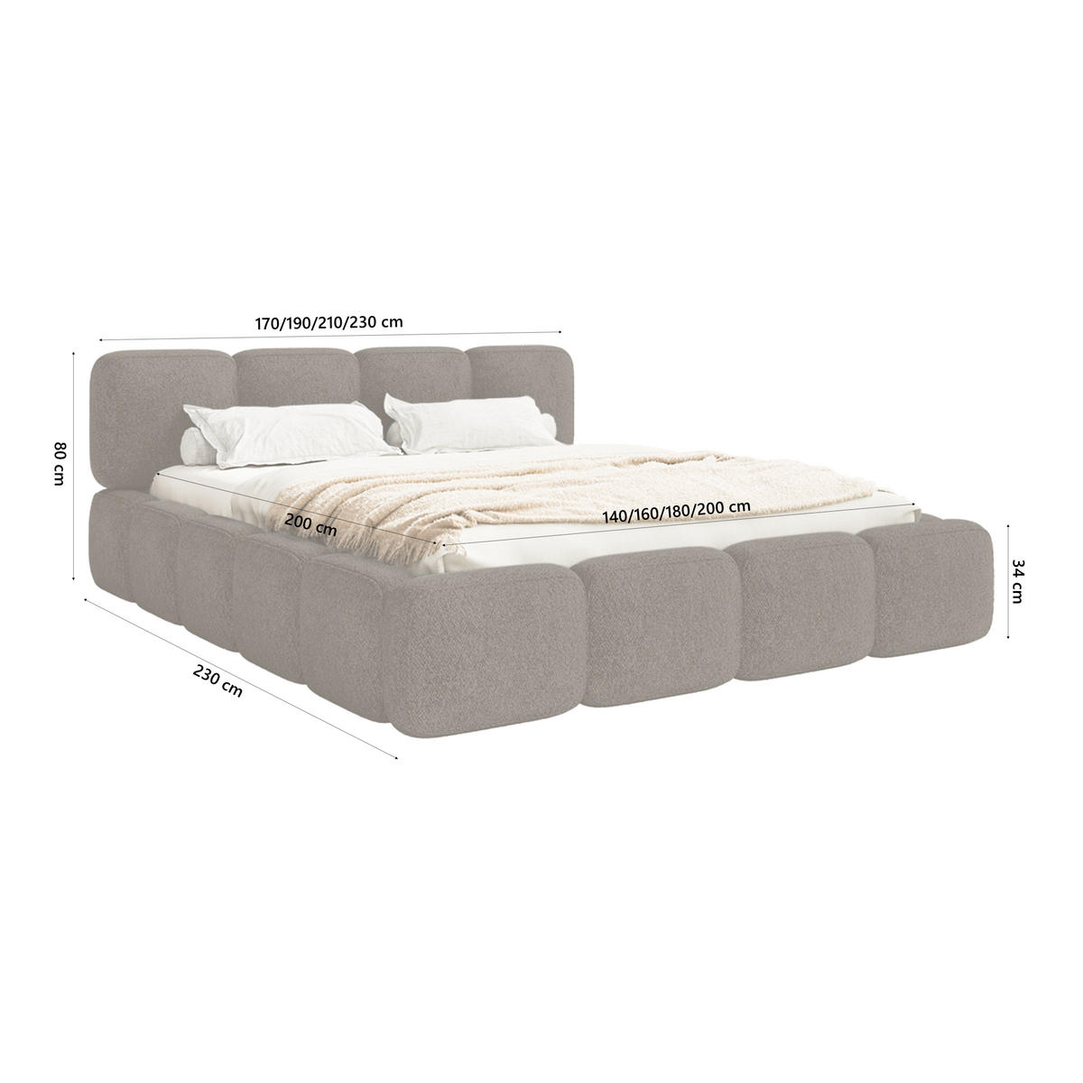 POLSTERBETT BALMONTE 140x200 cm, Braun - Braun, Textil (200/140cm) - Fedve