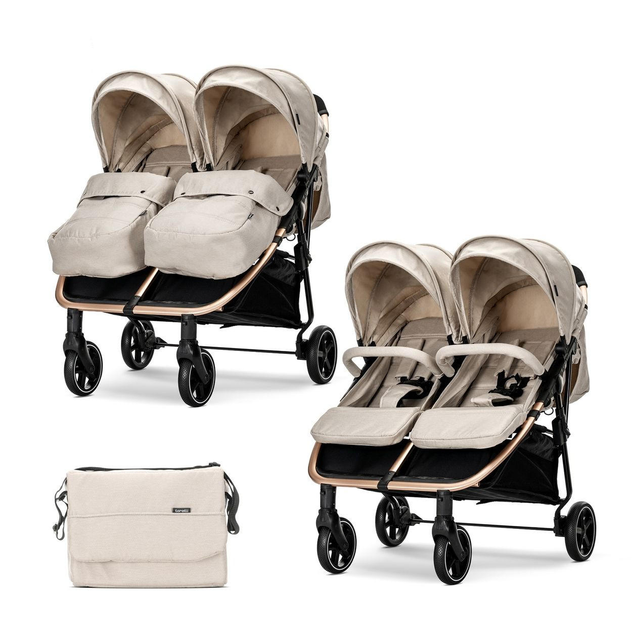 DUO klappbar verstellbar Fußabdeckung Wickeltasche - Beige, Metall (76/88/105cm) - Lorelli