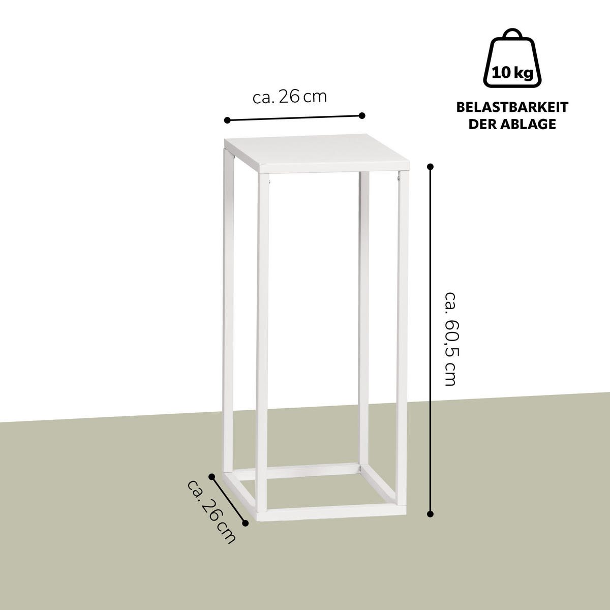 BLUMENHOCKER, Metall, weiß - Weiß, Metall (26/26/60.5cm) - bremermann