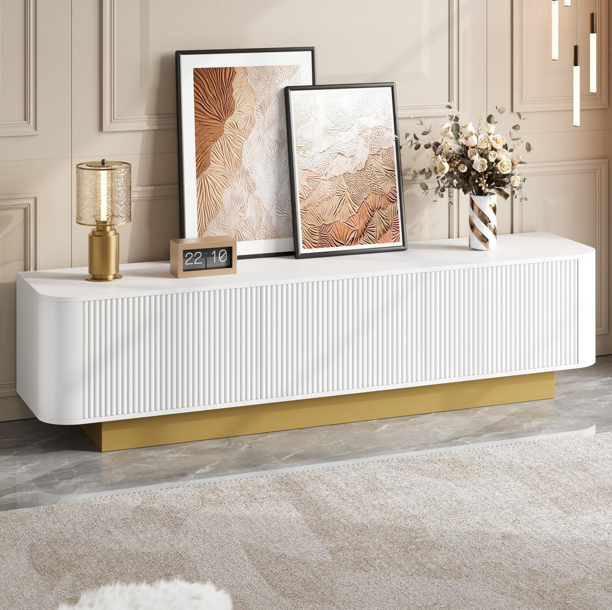 TV-LOWBOARD mit Stauraum 170 x 40,5 x 47 cm MDF/PB Weiß - Weiß, Holzwerkstoff (40.5/47/170cm) - Beauniv