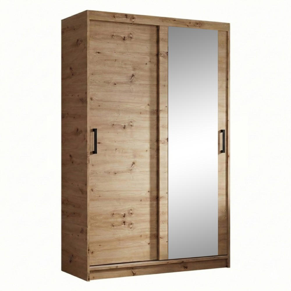 SCHWEBETÜRENSCHRANK Hela 100/205/60 2-türig eiche Artisan mit Spiegel - Eiche Artisan, Holzwerkstoff (100/205/60cm) - Beautysofa