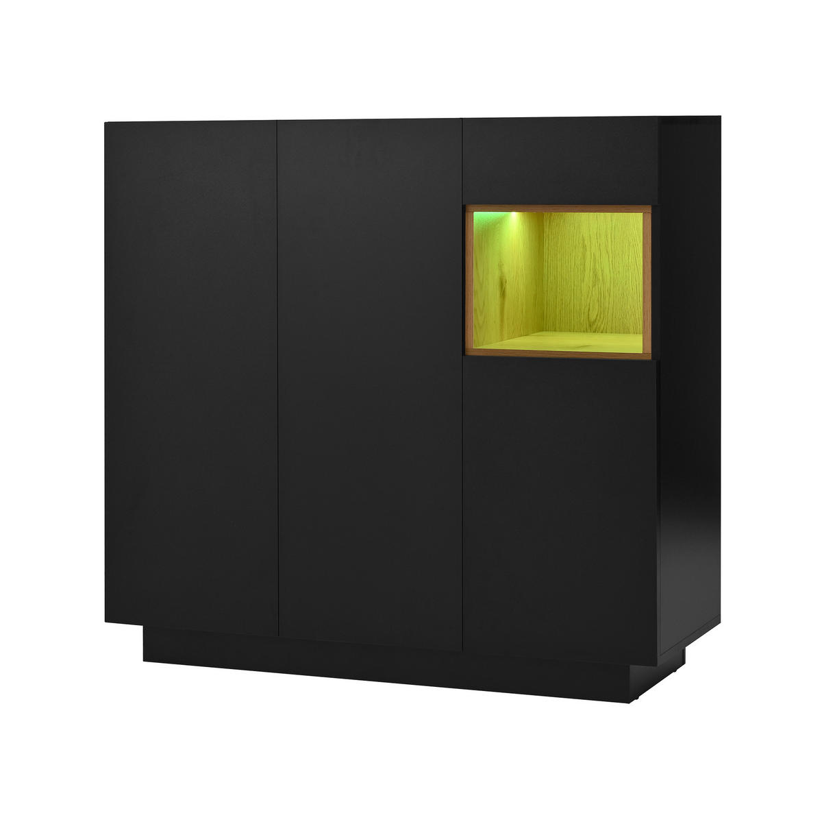 SCHUHSCHRANK 105/39,5/100,5 cm in Schwarz/Natur mit LED-Beleuchtung und Schublade - Schwarz, Holzwerkstoff (105/100/39cm) - Flora Grace