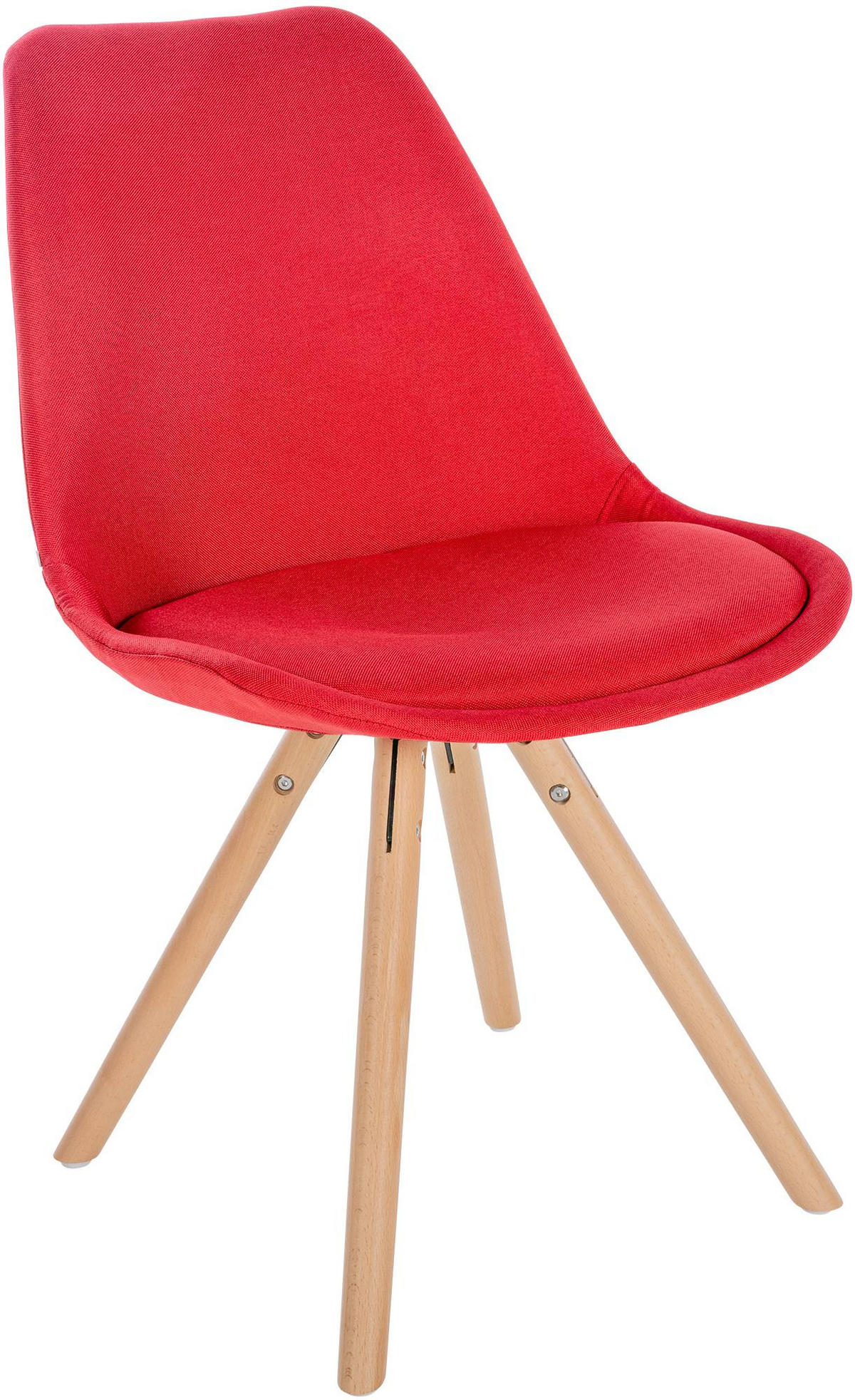 STUHL Stoff rot - Eukalyptusholzfarben/Rot, Holz/Textil (48/81/54cm) - CLP
