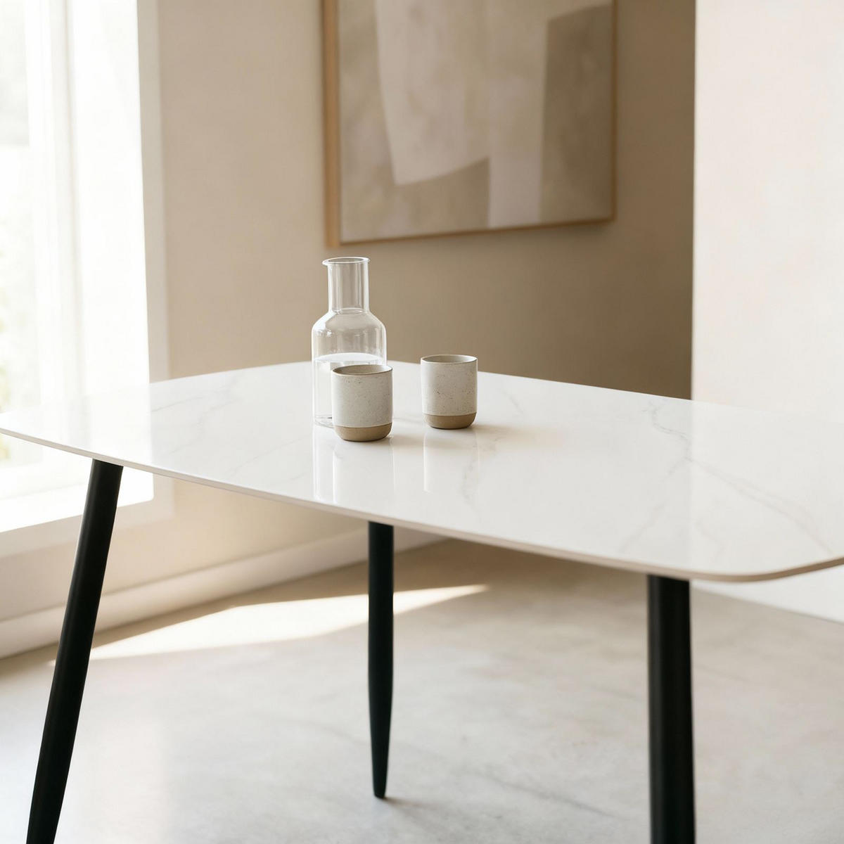 ESSTISCH MORA weiß/schwarz - Schwarz/Weiß, Metall (80/140/76cm) - IDIMEX