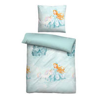 BETTWÄSCHE-GARNITUR Biber Prinzessin Einhorn ciel, 135x200 cm + 80x80 cm - Hellblau, Textil (135/200cm) - biberna