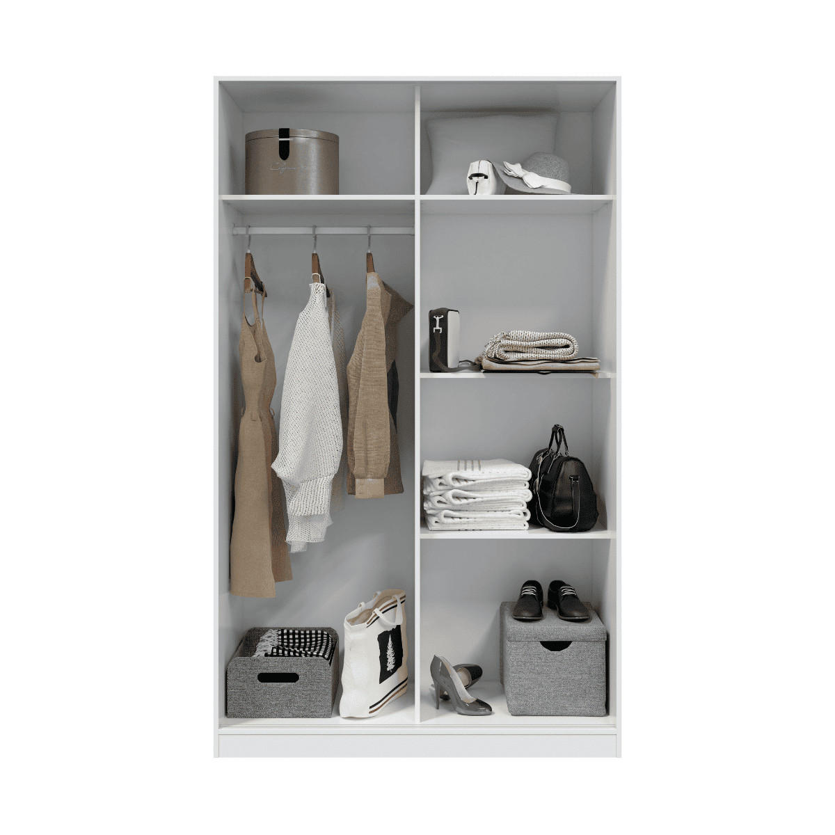 SCHRANK mit 2 Schiebetüren, Weiß 120/200/50 cm - Weiß, Holzwerkstoff (120/200/54cm) - Calicosy