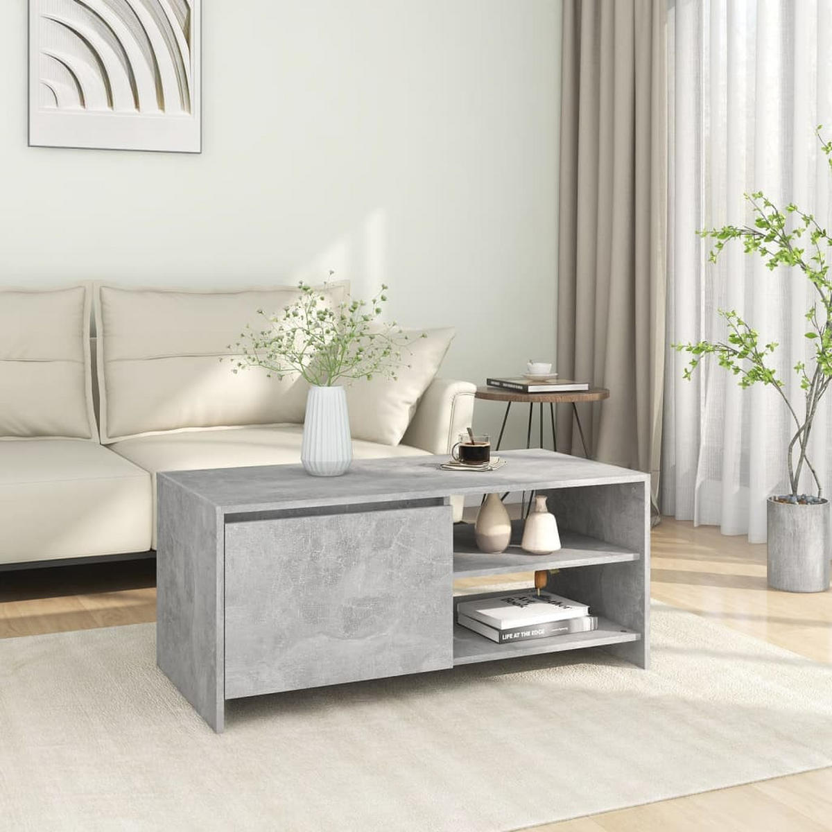 COUCHTISCH Betongrau 102x50x45 cm Holzwerkstoff - Grau, Holzwerkstoff (102/50/45cm) - furnicato