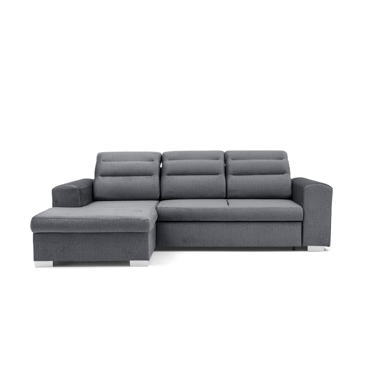 ECKSOFA CLOUD S Links mit Schlaffunktion 120x200 Velours Dunkelgrau - Chromfarben/Dunkelgrau, Holz/Kunststoff (155/260cm) - Muffo