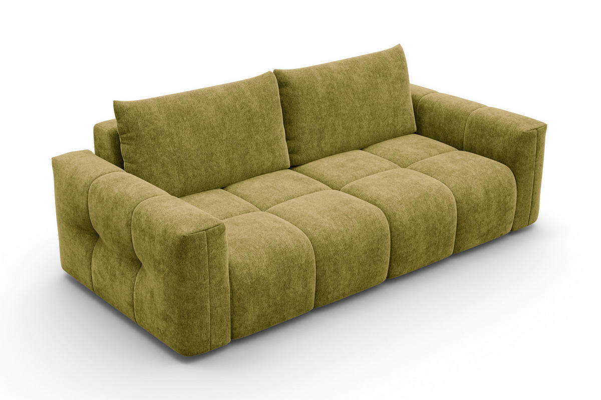 SOFA VERONA 3-Sitzer, Khaki - Schwarz/Grün, Holz/Textil (224/83/110cm) - Courtois Laville