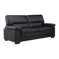 COUCHGARNITUR mit Sessel - 6 Personen - leder - schwarz Mimas - Schwarz, Leder (168/96/90cm) - Vente-Unique