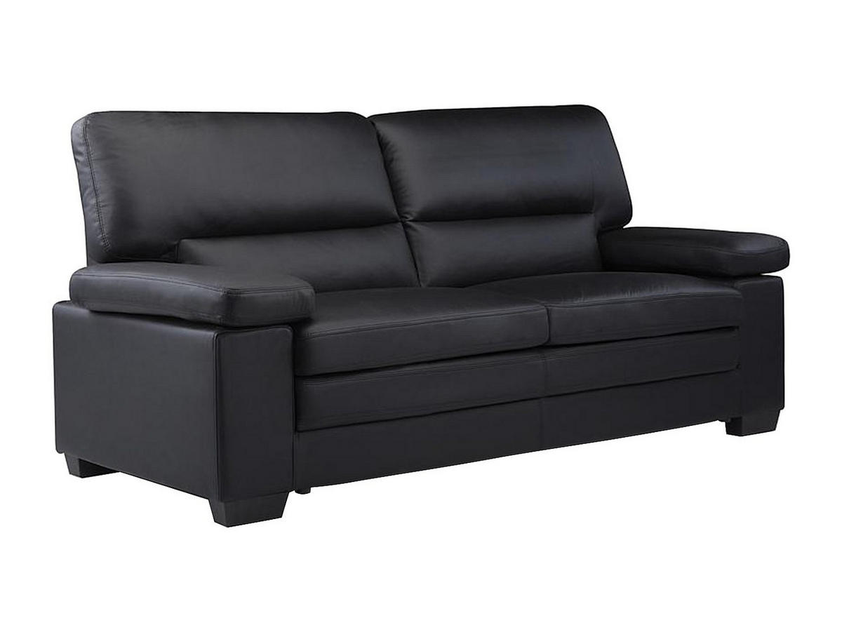 COUCHGARNITUR - 5 Personen - leder - schwarz Mimas - Schwarz, Leder (162/97/89cm) - Vente-Unique