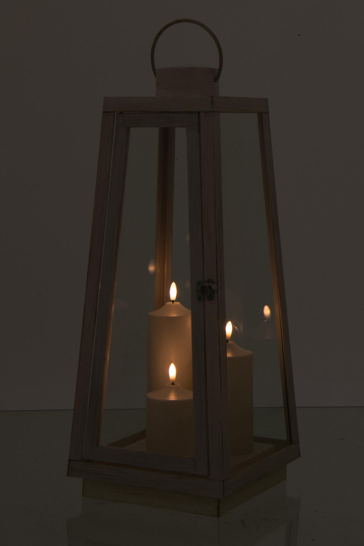 LATERNE + CANDLE LED Weiß - Weiß, Glas (24/59/24cm) - J-Line