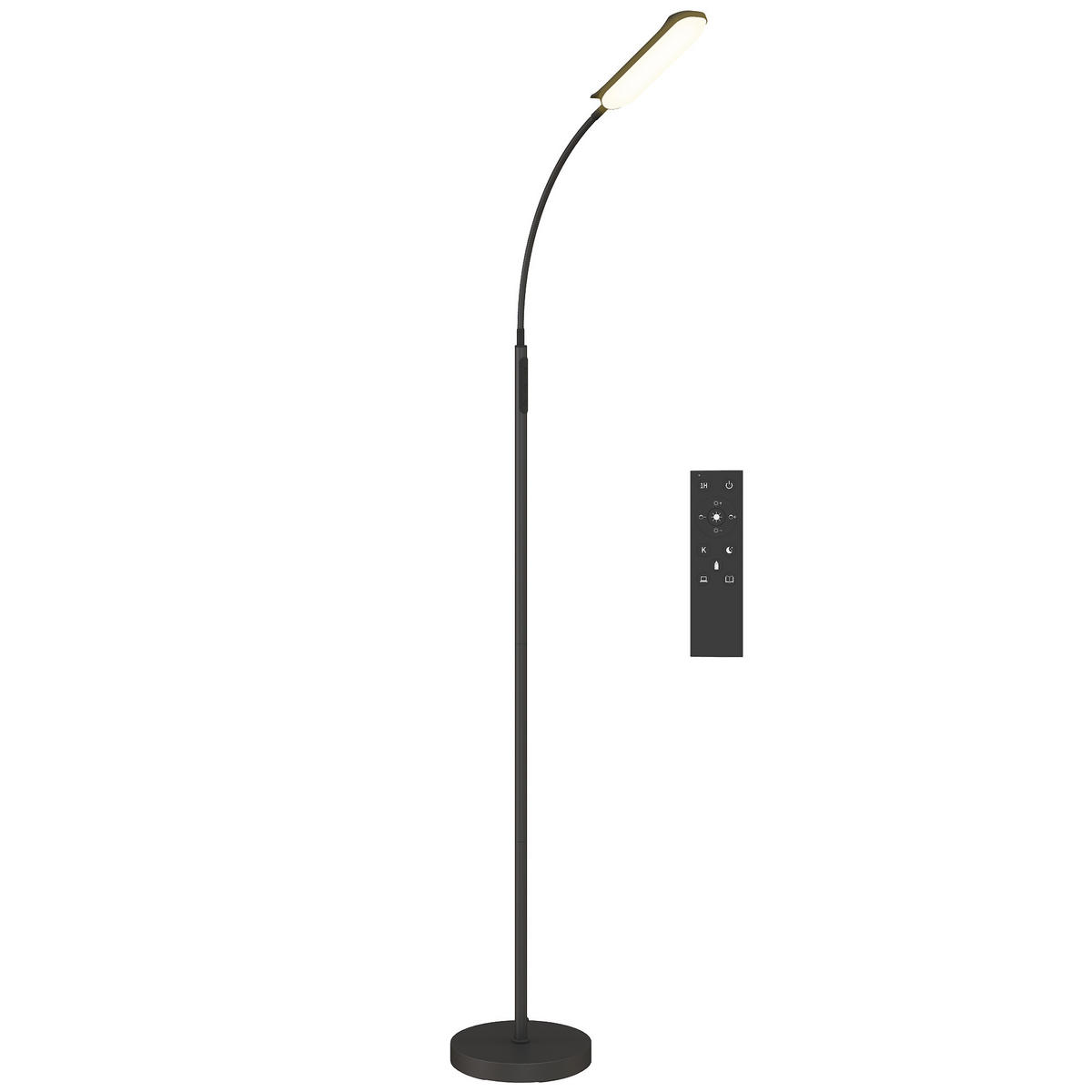 STEHLAMPE mit 360° verstellbarer Schwanenhals, Schwarz - Schwarz, Metall (22/22/175cm) - HOMCOM