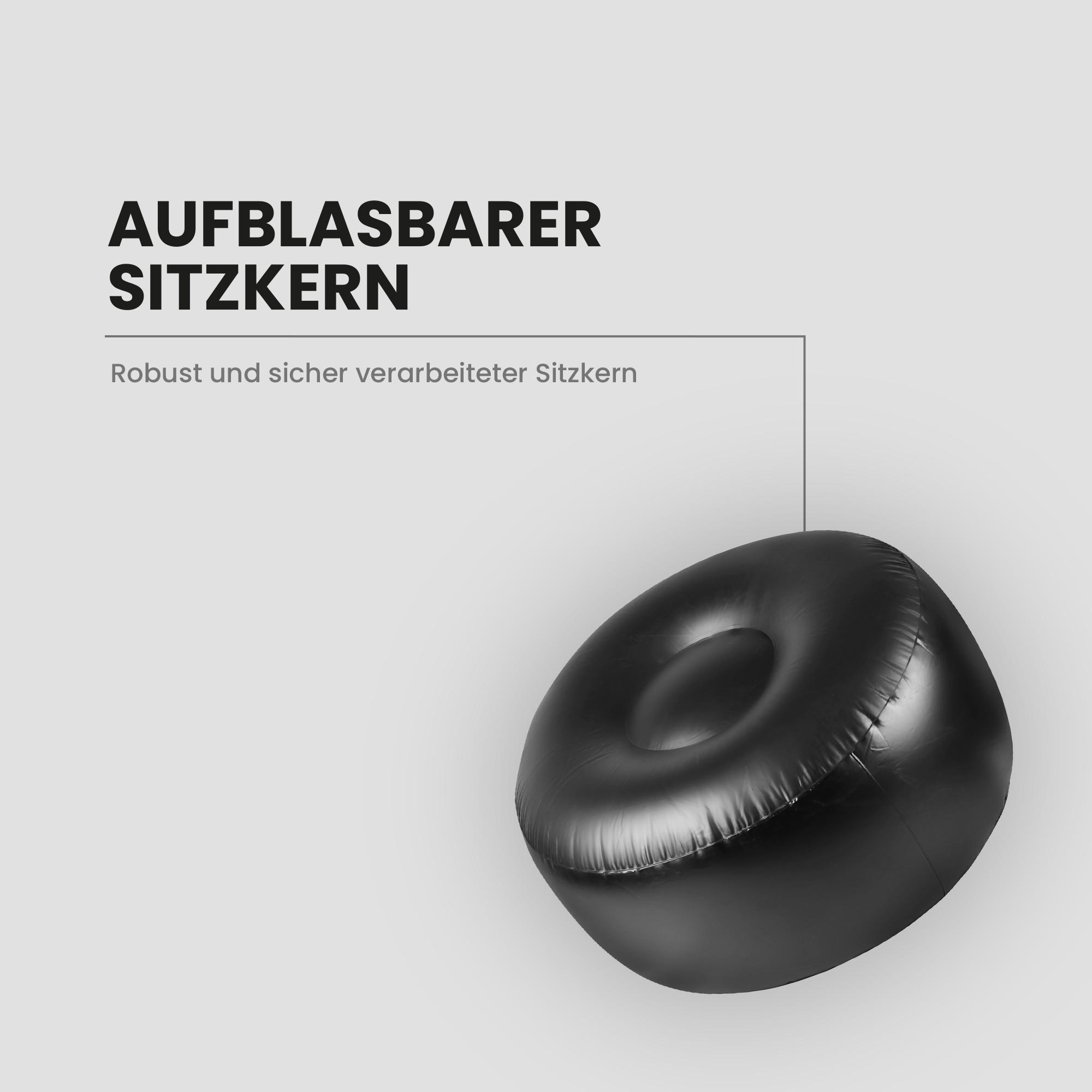 SITZPOUF ( Hellgrau ) - Indoor/Outdoor Sitzkissen Ø54 cm x 26 cm - wasserabweisender ( Lotusblüteneffekt ) Bezug, aufblasbares Innenkissen - Hellgrau, Textil (54/26/54cm) - Arsvita