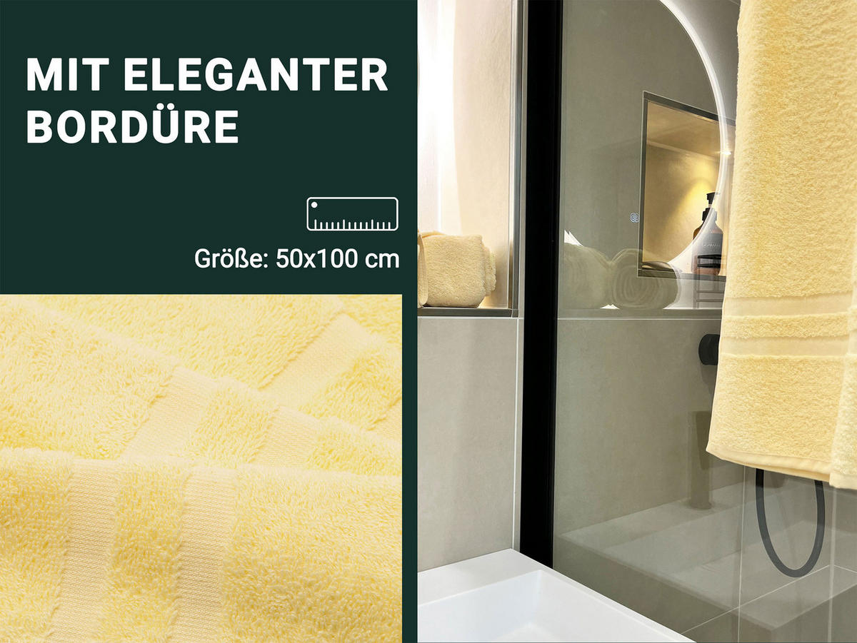 HANDTÜCHER, 6er-Set, 50x100 cm, 100% Baumwolle, Gelb - Gelb, Textil (50/100cm) - Zollner