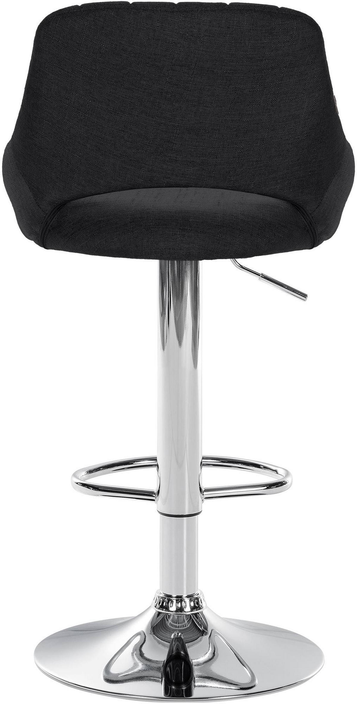 BARHOCKER Stoff schwarz - Chromfarben/Schwarz, Textil/Metall (46.5/85/48cm) - CLP