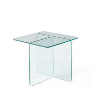 BEISTELLTISCH DE-37401 quadratisch mit gebogenem Glas Transparent - Transparent, Glas (45/45/41cm) - ComfortXL
