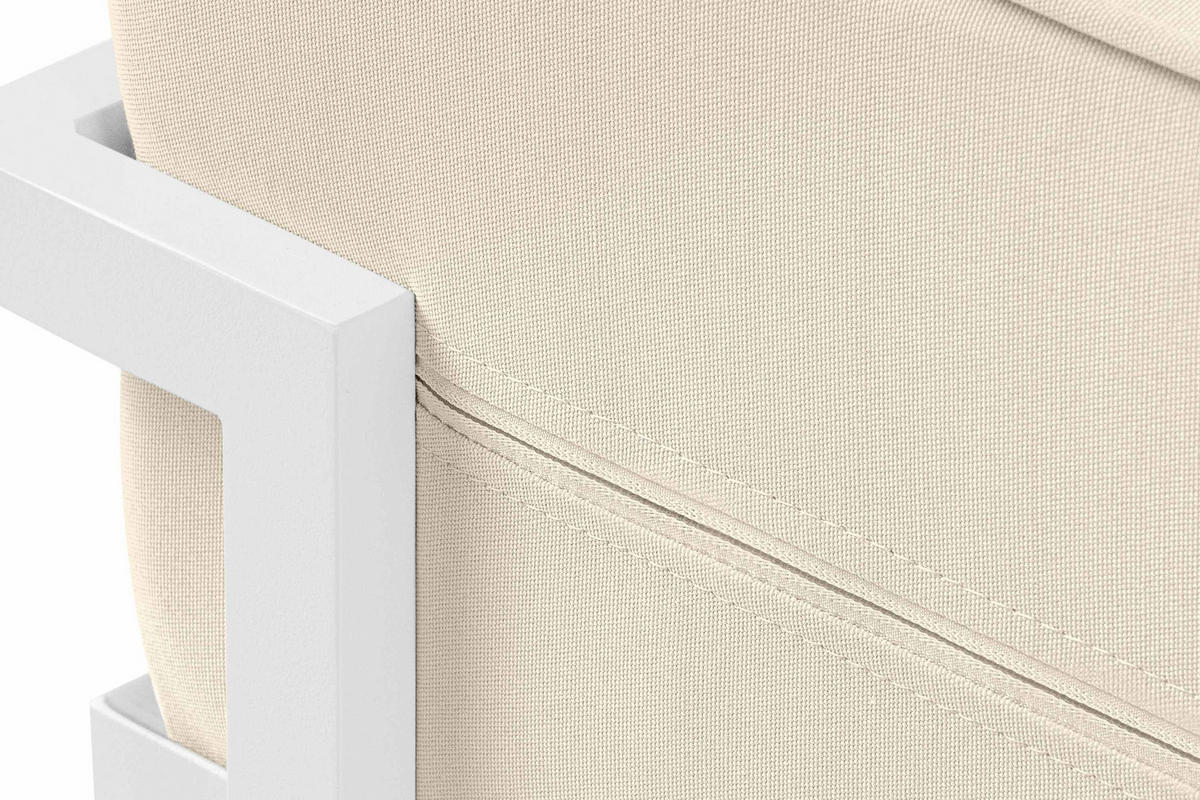 GARTENLOUNGE-HOCKER TRIGLO auf Metallfüßen, Modern, Weiß/Cremeweiß - Creme/Weiß, Textil/Metall (69/44/54cm) - KONSIMO®