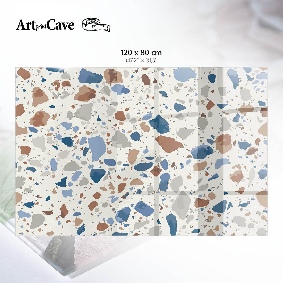 TISCHPLATTE 120x80 cm – Steinmosaik - Beige, Glas (120/80/0.4cm) - Wallfluent