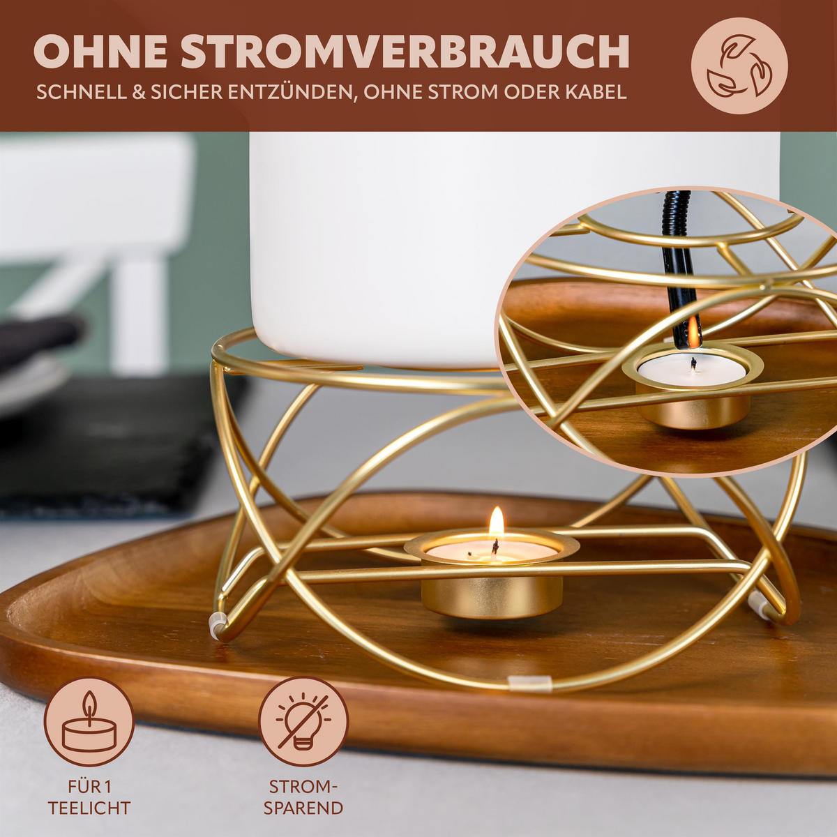 TEEWÄRMER, Gold - Goldfarben, Metall (16/8.5cm) - bremermann