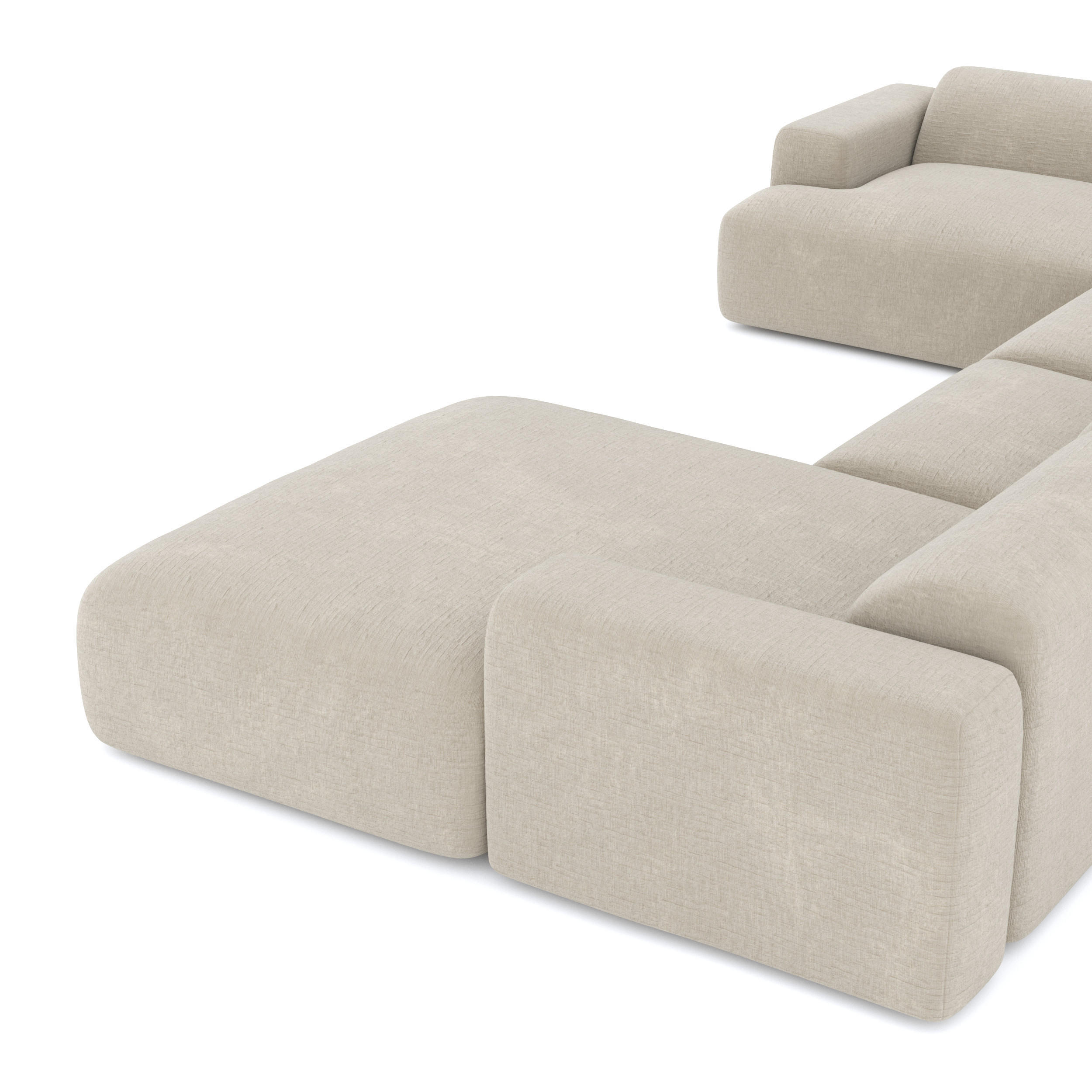WOHNLANDSCHAFT Texturierter Samt Beige 354cm - Beige, Textil (354/73/164cm) - Sia Home