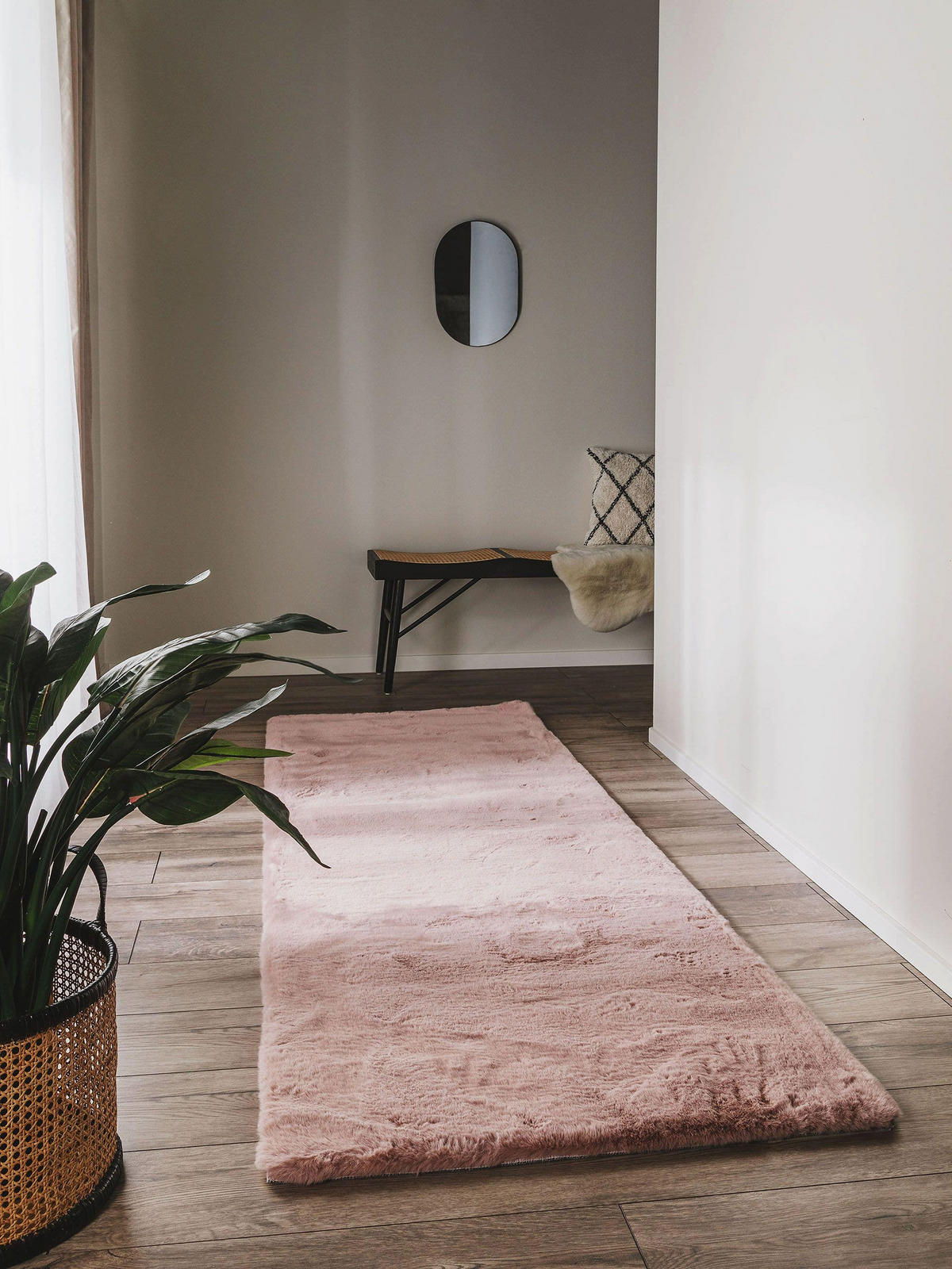 KUNSTFELL-TEPPICH Dave Rosa 80x240 cm - Rosa, Textil (80/240cm) - benuta Nest