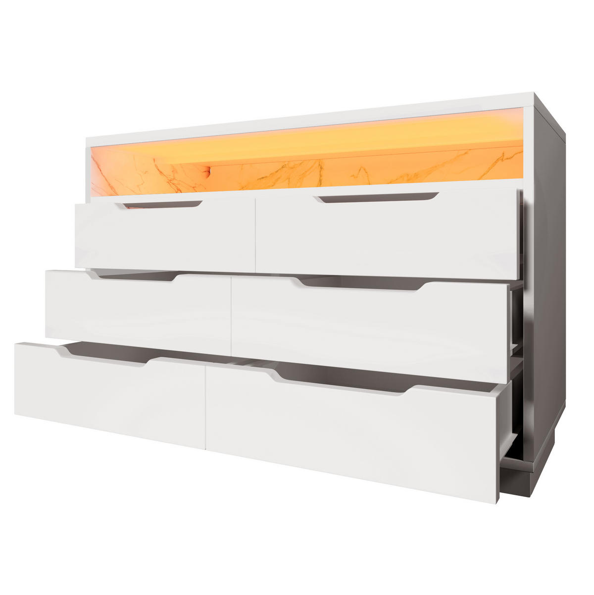 SIDEBOARD 120/40/85 cm Weiß aus Spanplatte mit LED - Weiß, Holzwerkstoff (120/85/40cm) - OKWISH