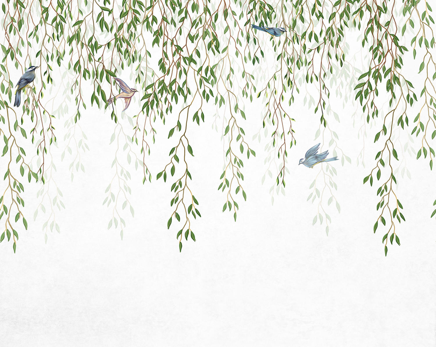 FOTOTAPETE Vögel in der freien Natur 350 x 279 cm - Grün, Papier (350/279cm) - Sanders & Sanders