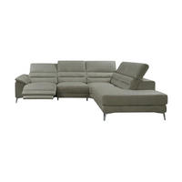 ECKSOFA Tucano Echtleder mit 1 x Relaxfunktion Perlgrau - Hellgrau, Leder/Metall (258/232cm)