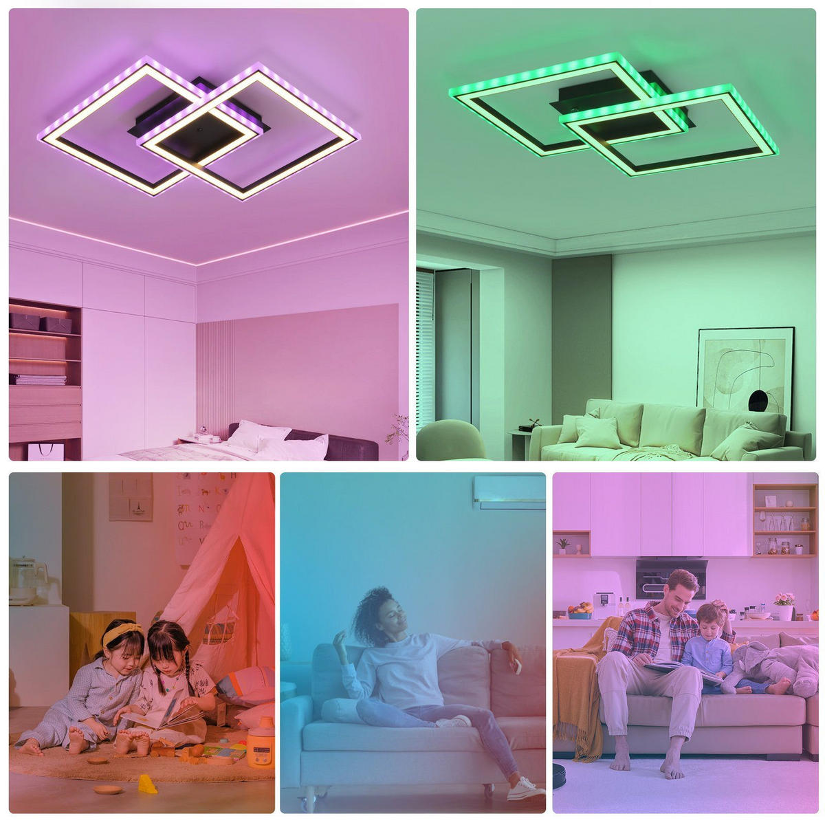 LED-DECKENLEUCHTE Wehrdorf 44.5/7.0/44.5 cm - Schwarz, Metall (44.5/44.5/7cm) - ZMH