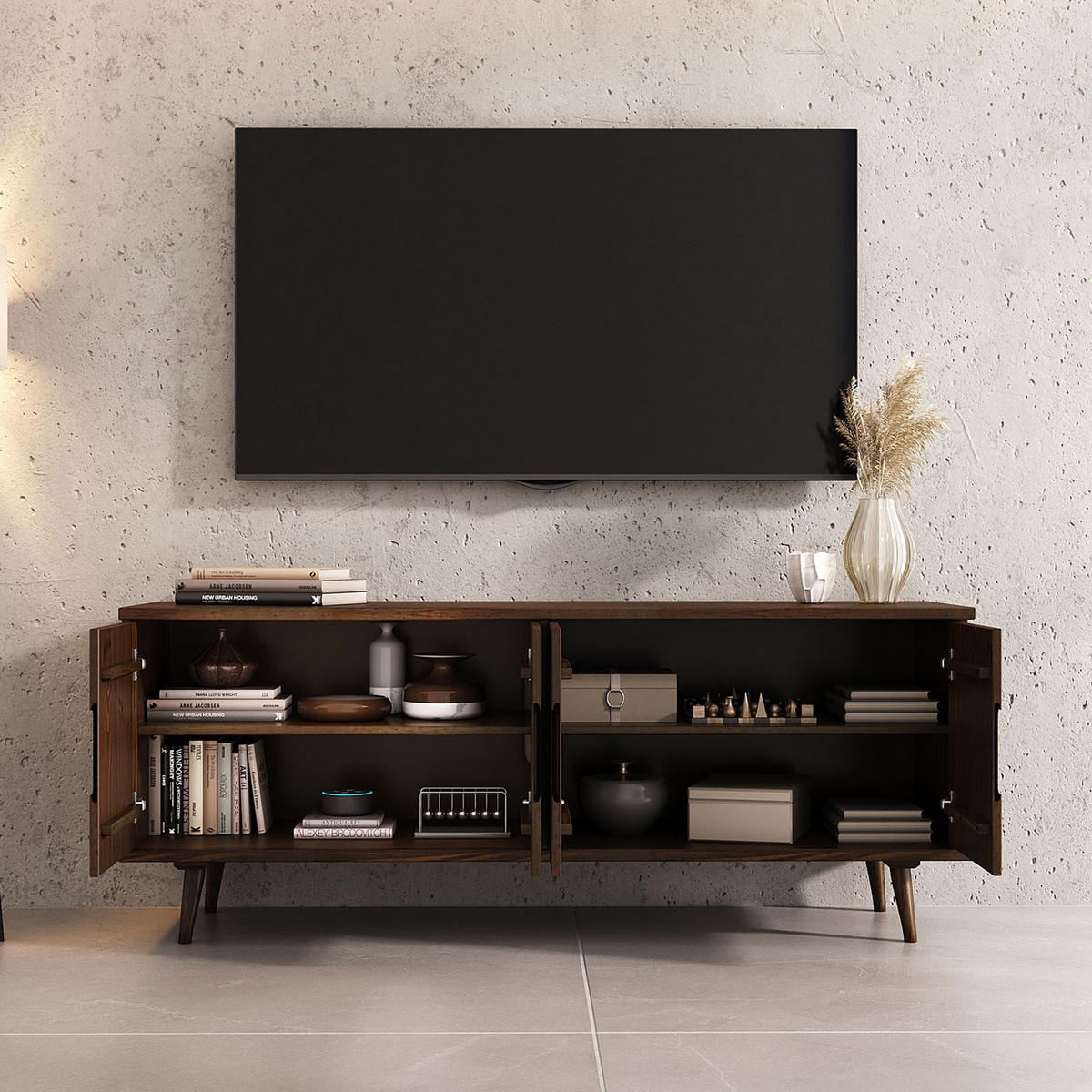 LOWBOARD TIVOLI nussbaum - Nussbaumfarben, Holz (153/61/45cm) - IDIMEX