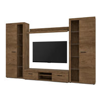 WOHNWAND Spacoro XL Lefkas 300/190/40 cm Viel Stauraum ohne LED - Braun, Holzwerkstoff/Kunststoff (300/190/40cm) - AX Living