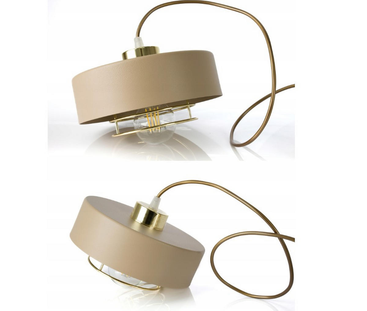 PENDELLEUCHTE ECRU - Beige/Goldfarben, Metall (44/44/100cm) - kiki design