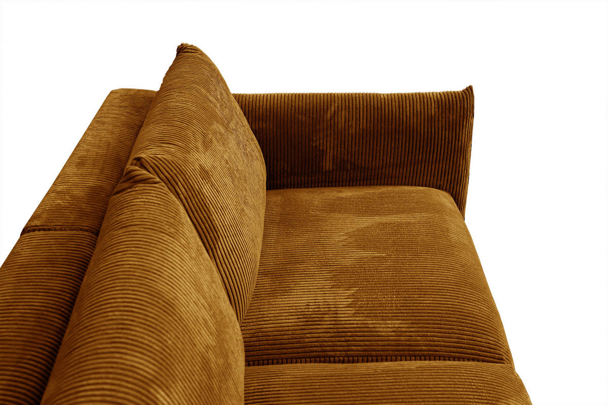 SOFA TAUER 3-Sitzer, honig - Dunkelgelb/Schwarz, Holzwerkstoff/Kunststoff (112/84/206cm) - Courtois Laville