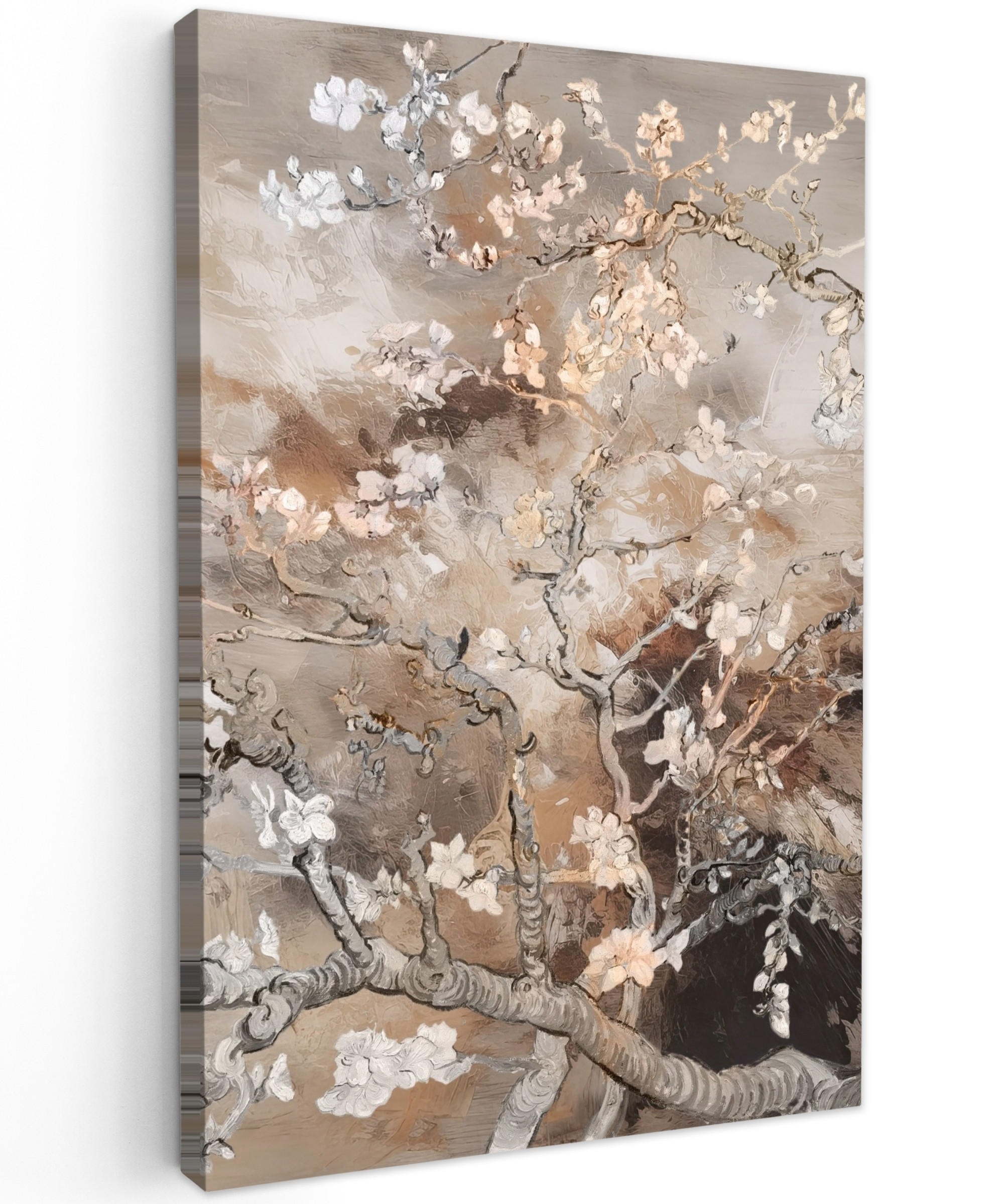 LEINWANDBILD Mandelblüte - Kunst - Van Gogh - Beige - Abstrakt 40x60 cm - Braun, Textil (40/60cm) - MuchoWow