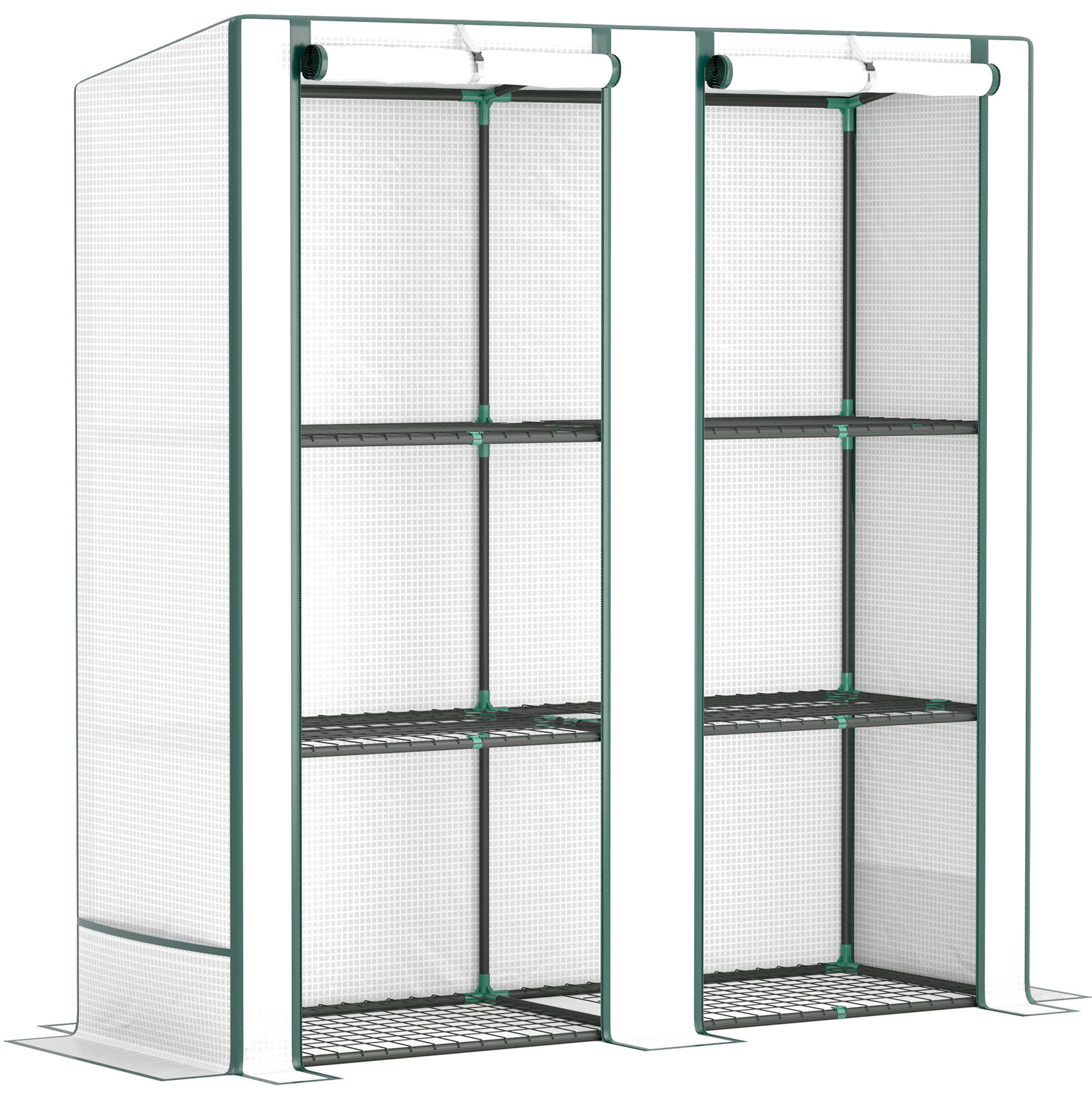 Modfu FÓLIOVNÍK z oceli 144x48x152/142 cm bílý se 3 policemi a 2 rolovacími dveřmi