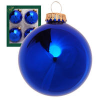 CHRISTBAUMKUGELN Uni-Design Victoria Blau 8cm (Glas / 4 Stk.) - Blau, Glas (8/8/8cm) - Krebs Glas Lauscha
