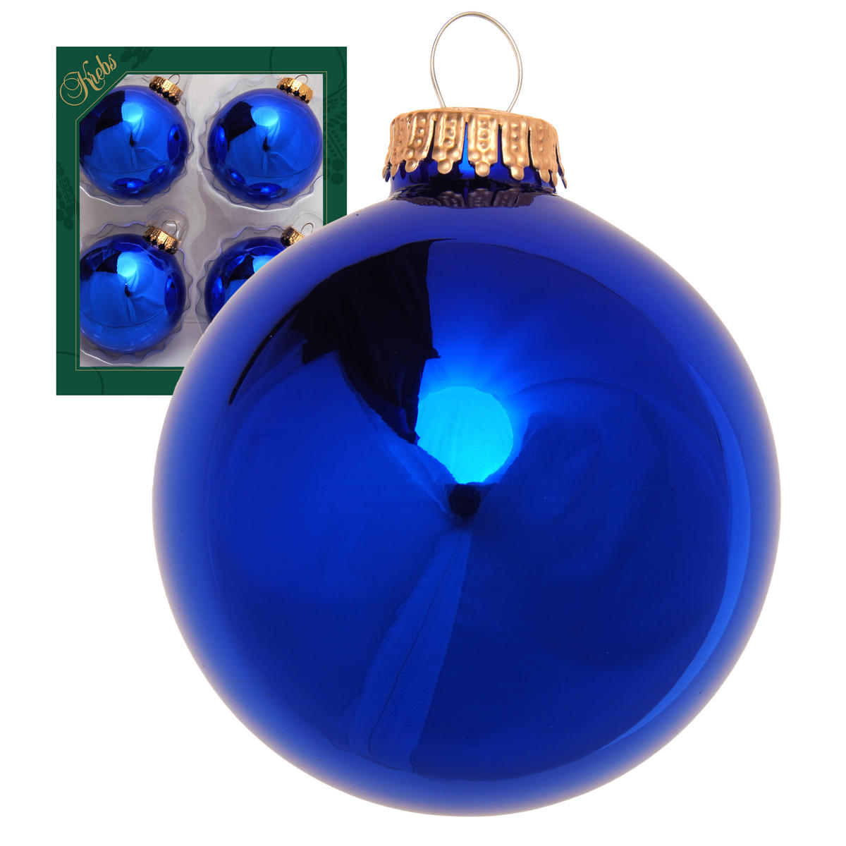 CHRISTBAUMKUGELN Uni-Design Victoria Blau 8cm (Glas / 4 Stk.) - Blau, Glas (8/8/8cm) - Krebs Glas Lauscha