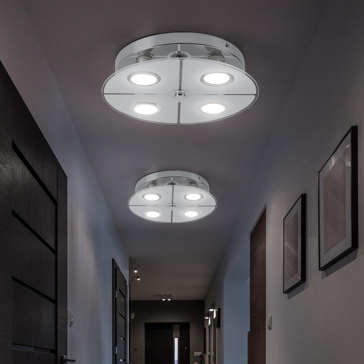 LED DECKENLEUCHTE RENE Metall Silber 2er Set - Silberfarben, Glas (30/30/7.5cm) - Globo Lighting