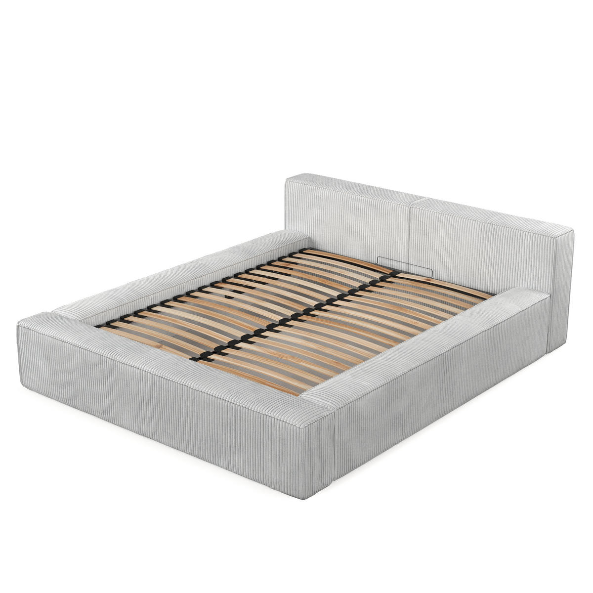 POLSTERBETT Casto mit Stauraum 160/200 cm Hellgrau im Poso Stoff - Hellgrau/Schwarz, Holz/Holzwerkstoff (160/200cm) - AltaBeds