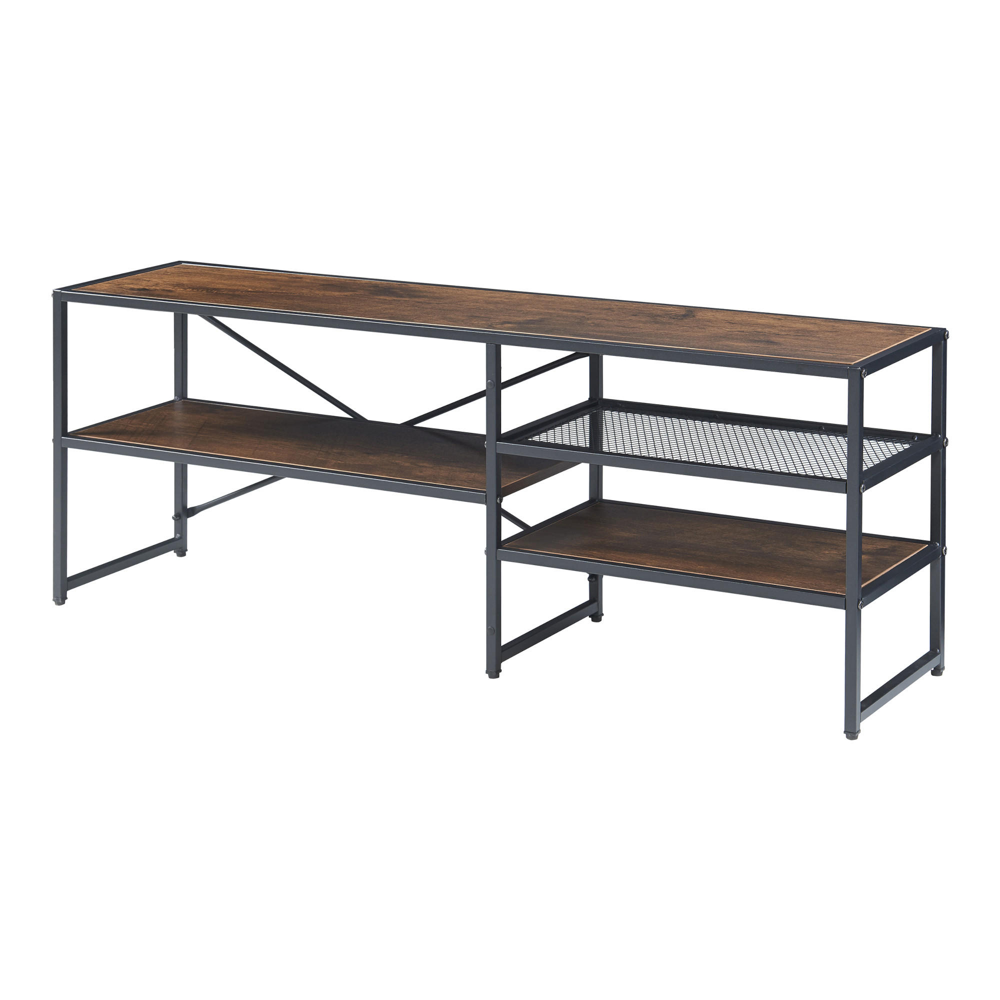 TV-ELEMENT Västiarharg - Walnussfarben/Schwarz, Holzwerkstoff/Metall (120/46/30cm) - [en.casa]