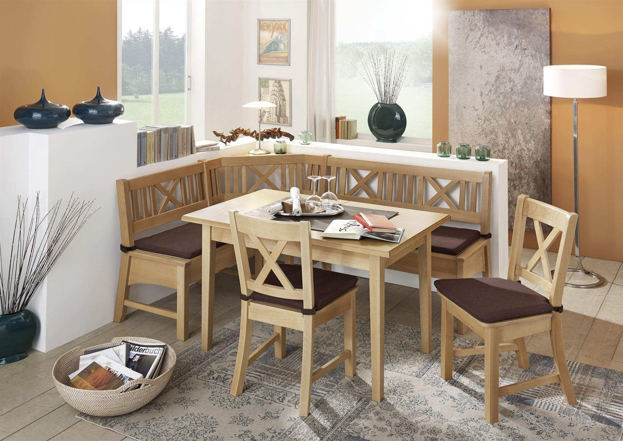 ECKBANKGRUPPE im modernen Landhausstil Deborah Massivholz Buche/Braun - Buchefarben/Braun, Holz (179/1/139cm) - 58aufmkessel