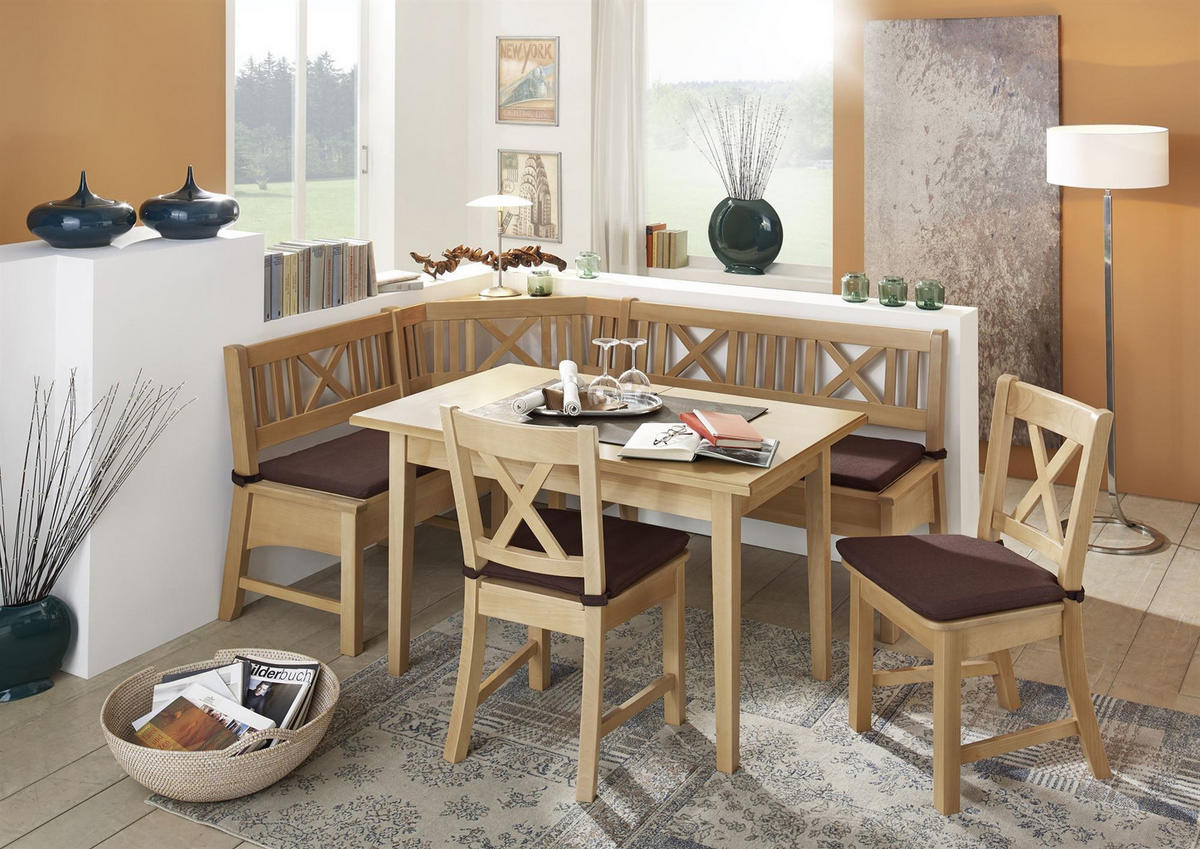 ECKBANKGRUPPE im modernen Landhausstil Deborah Massivholz Buche/Braun - Buchefarben/Braun, Holz (179/1/139cm) - 58aufmkessel
