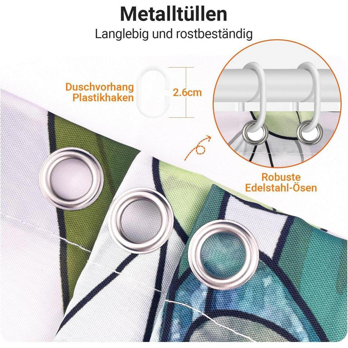 DUSCHVORHANG Grün Blätter 80 x 180 cm - Grün, Textil (80/180cm)